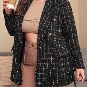 NWOT Women's Oversized Black Tweed Jacket